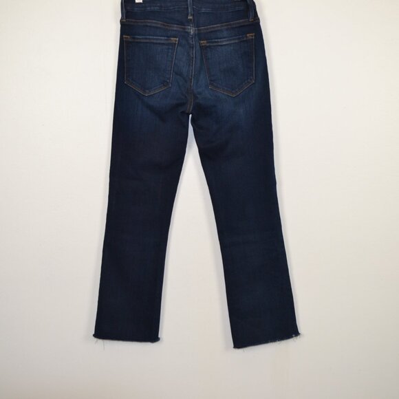 Frame Le Mini Boot Raw Hem Womens 25 Stretch 5 Pocket Straight Leg Blue Jeans - Picture 4 of 9